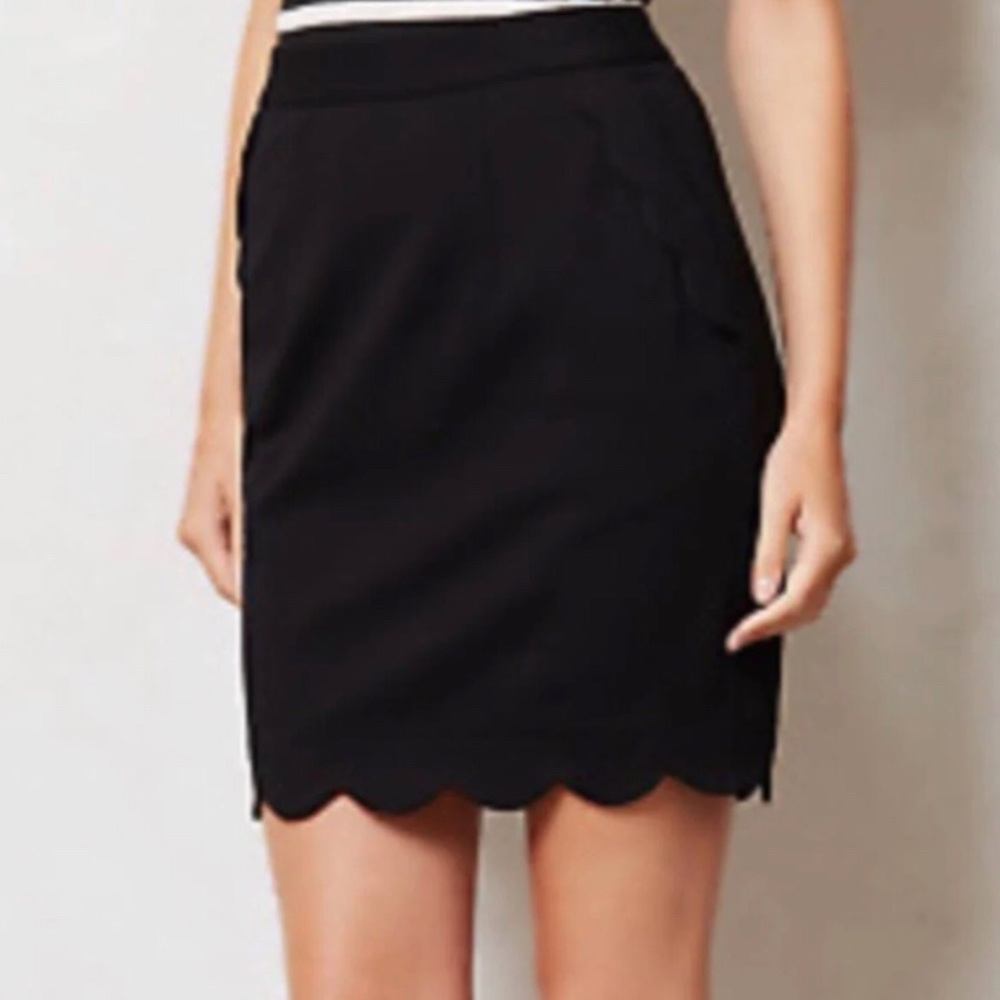 SKIES ARE BLUE Black Berenice Scallop Hem Skirt Size Small Petite - Picture 1 of 9